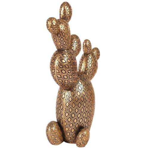 Home Nature Figura Decorativa Nopal Acabado Dorado Poliresina