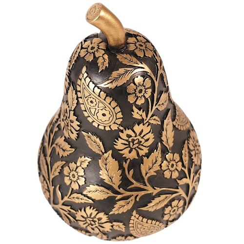 Home Nature Figura Decorativa Pera Acabado Dorado Poliresina