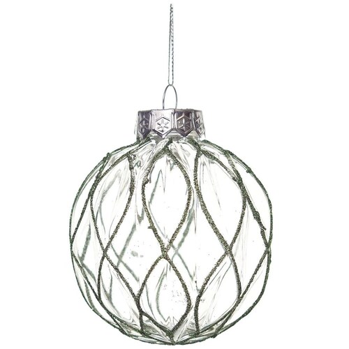 Esfera Transparente con Diamantina Verde 8 Cm Atlas Global