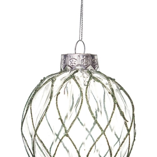 Esfera Transparente con Diamantina Verde 8 Cm Atlas Global