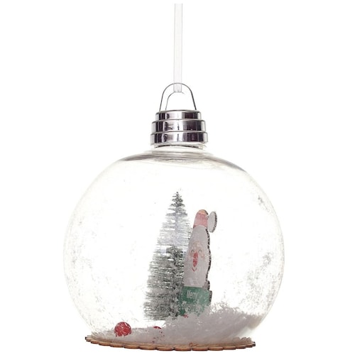 Esfera con Escena Navideña dentro Santa 20 Cm Gto