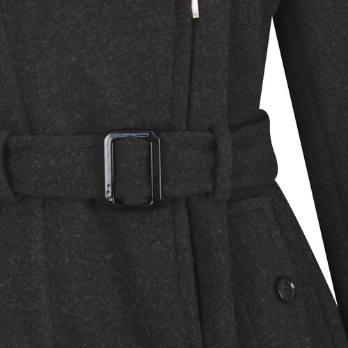 Abrigo 3/4 de Cuello Mao con Cinturón y Cierre para Mujer City Femme.