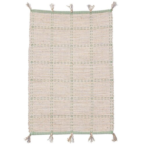 Tapete Artesanal 60X90 Cuadros Verde Home & Details