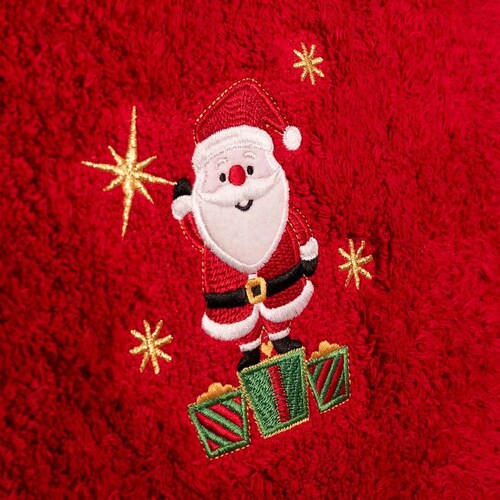 Juego Baño Santas Tree Rojo Navideño Raya