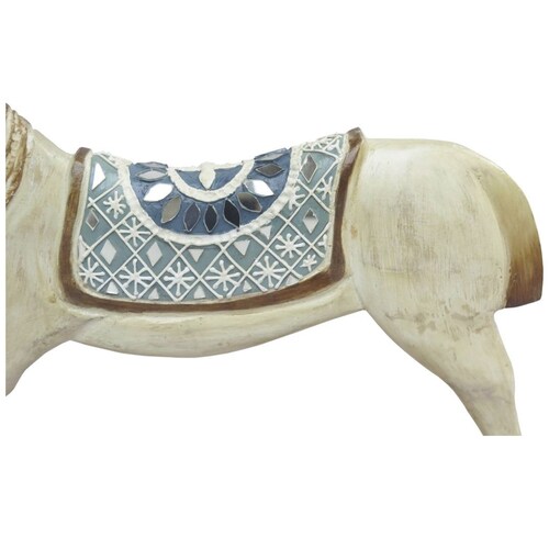 Caballo Tallado en Madera Nacarado Azul - Blanco Vintage Home