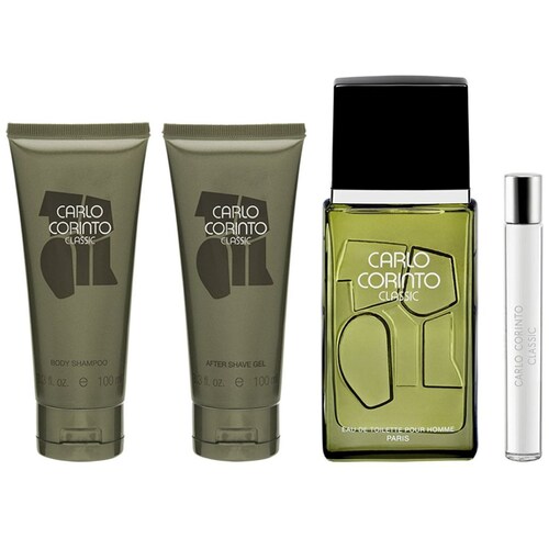 Set Eau de Toilette Carlo Corinto Classic 100 Ml + After Shave Gel 100 Ml + Body Shower Gel 100 Ml +Eau de Toilette 10 Ml para Hombre