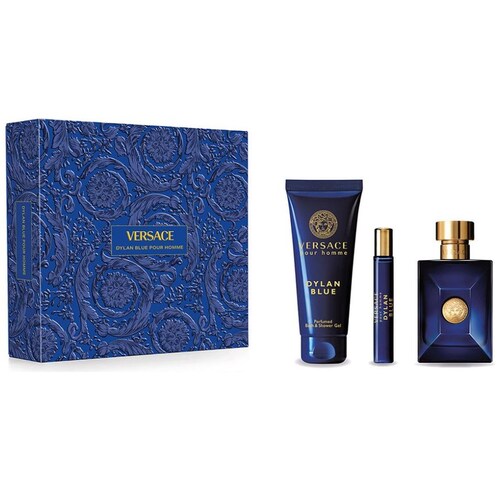 Set Eau de Toilette Estuche Versace Dylan Blue Pour Homme 100 Ml + Shower Gel 90 Ml + Perfumero 10 Ml para Hombre