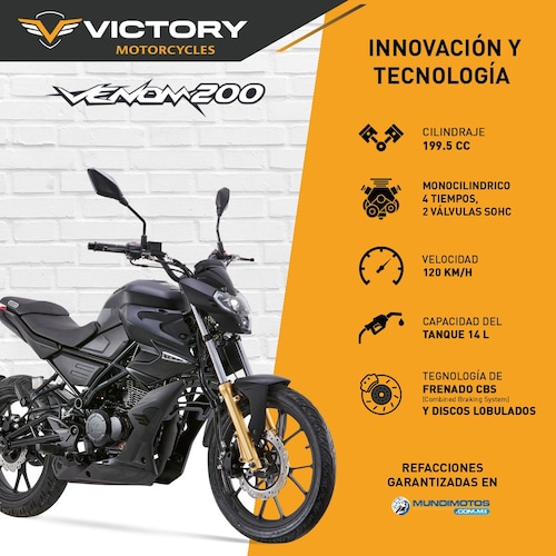 Motocicleta Victory Venom 200 Negro Mate
