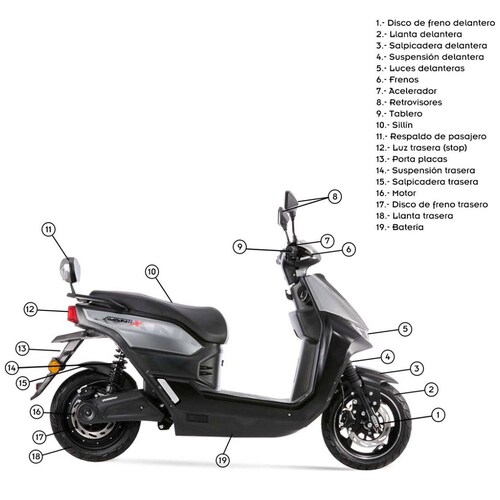Moto Eléctrica Yadea Avanti X Gris