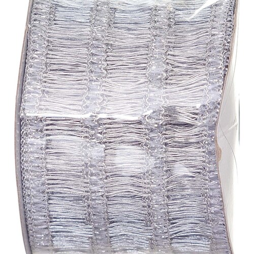 Listón Maya Metálica Color Plata 6 Cm X 9 Metros  Regency