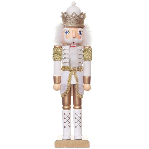 Cascanueces Elegante de Madera Blanco Y Oro 37 Cm  Kurts