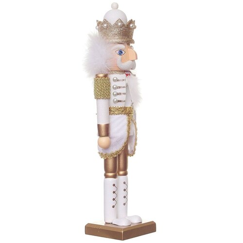 Cascanueces Elegante de Madera Blanco Y Oro 37 Cm  Kurts