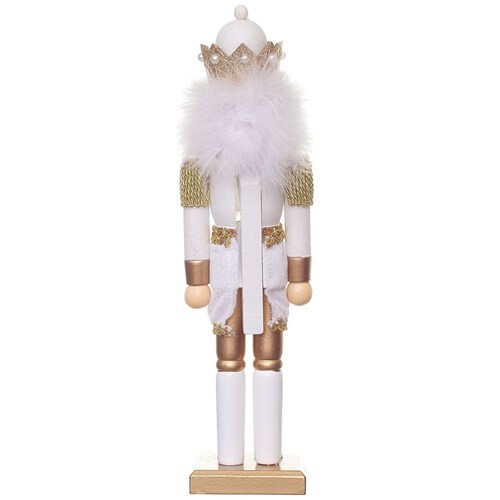 Cascanueces Elegante de Madera Blanco Y Oro 37 Cm  Kurts