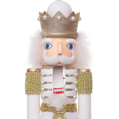 Cascanueces Elegante de Madera Blanco Y Oro 37 Cm  Kurts