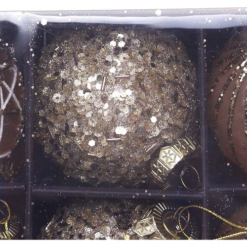 Caja de 6 Esferas de Plástico Champagne 8 Cm  Gto