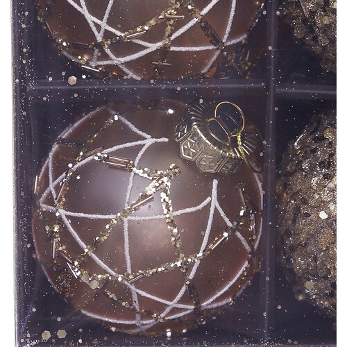 Caja de 6 Esferas de Plástico Champagne 8 Cm  Gto