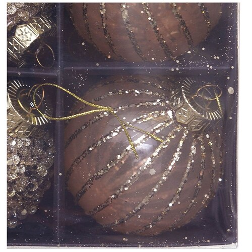 Caja de 6 Esferas de Plástico Champagne 8 Cm  Gto