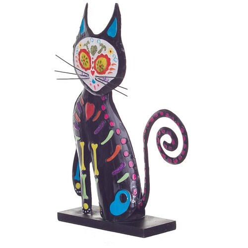 Día de Muertos Gato de Metal Multicolor 30 Cm  Gto