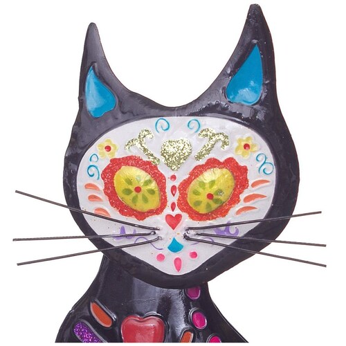 Día de Muertos Gato de Metal Multicolor 30 Cm  Gto