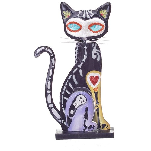 Día de Muertos Gato de Metal Y Capiz Colores 29 Cm  Gto