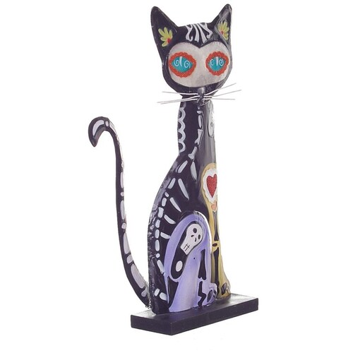 Día de Muertos Gato de Metal Y Capiz Colores 29 Cm  Gto