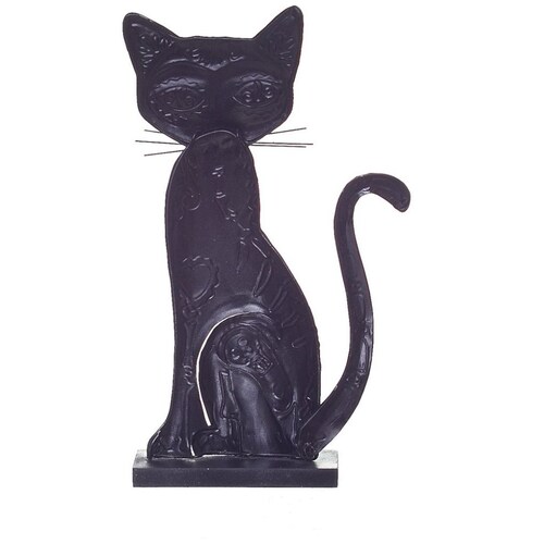 Día de Muertos Gato de Metal Y Capiz Colores 29 Cm  Gto