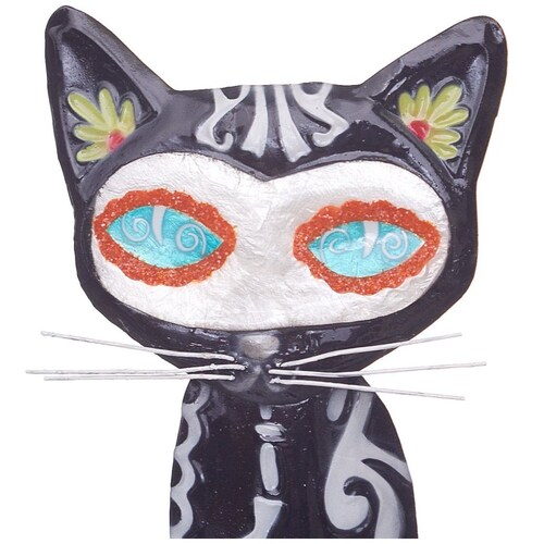 Día de Muertos Gato de Metal Y Capiz Colores 29 Cm  Gto