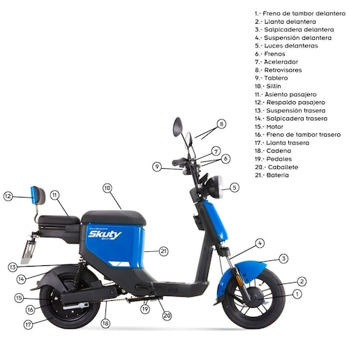 Bicimoto Eléctrica Yadea Skuty One 350W Azul