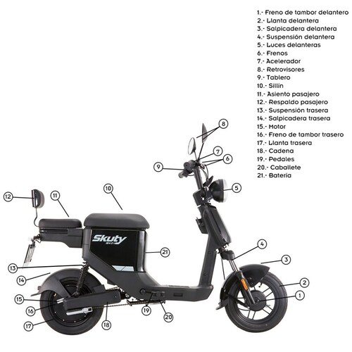 Bicimoto Eléctrica Yadea Skuty One 350W Negro