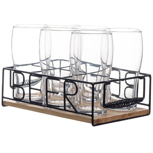 Set 6 Vasos de Vidrio y Canasta Home & Details
