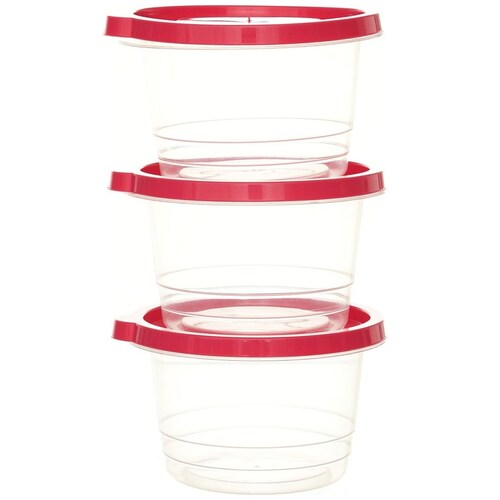 Set 3 Recipientes Plástico Tapa Rojo 1230 Ml Koopman