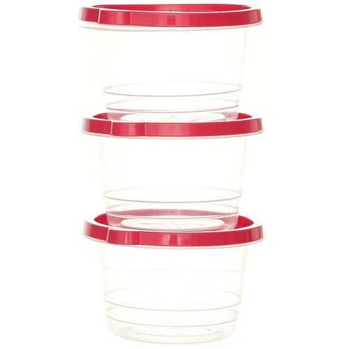 Set 3 Recipientes Plástico Tapa Rojo 1230 Ml Koopman