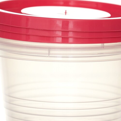 Set 3 Recipientes Plástico Tapa Rojo 1230 Ml Koopman