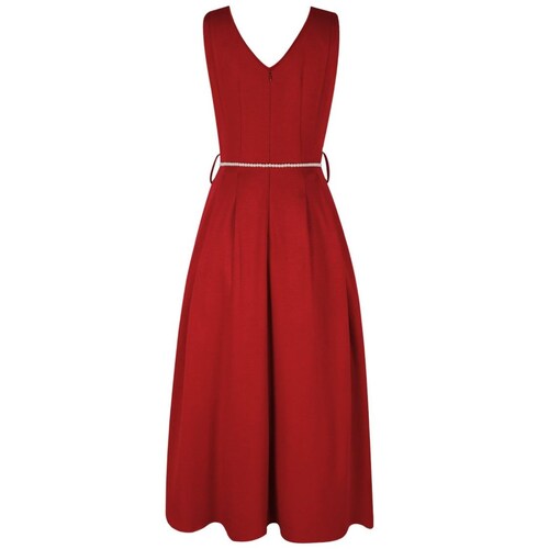 Vestido Corte Princesa con Cinturón de Perlas para Mujer Basel