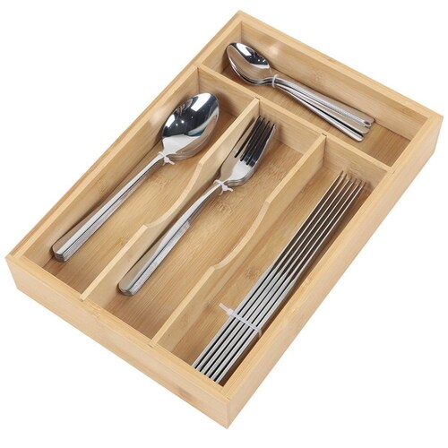 Set  Cubiertos 24 Pzas Acero Inoxidable Caja Bambú Home&details