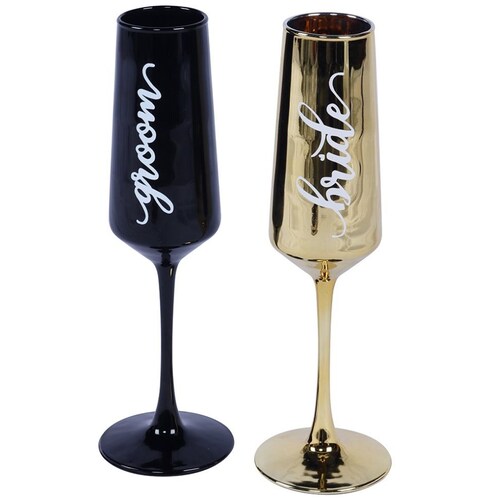 Set 2 Copas Champagne Dorado- Negro 270 Ml Home&details