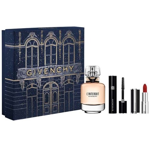 Set Eau de Parfum Givenchy L'interdit 50 Ml + Mini Mascara de Pestañas L'interdit + Mini Labial Le Rouge Interdit Silk para Mujer