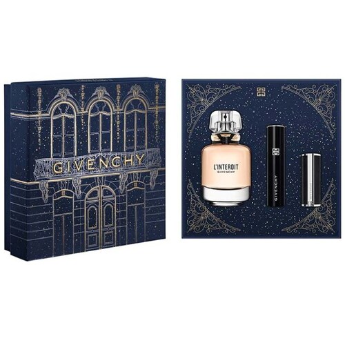 Set Eau de Parfum Givenchy L'interdit 50 Ml + Mini Mascara de Pestañas L'interdit + Mini Labial Le Rouge Interdit Silk para Mujer