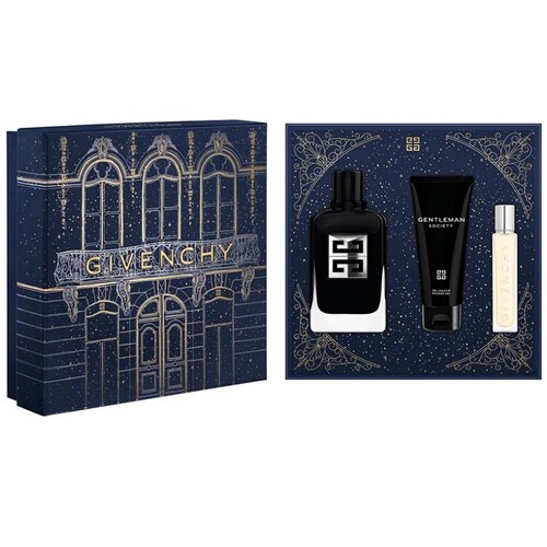 Set Eau de Parfum Givenchy Gentleman Society 100 Ml + Gel de Ducha el Cabello Y Cuerpo 75 Ml + Perfumero de Viaje en Spray 12.5 Ml para Hombre