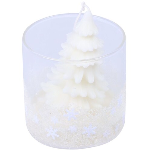 Vela Árbol Navidad Blanco 10 Cm Parafina Vidrio Home & Details
