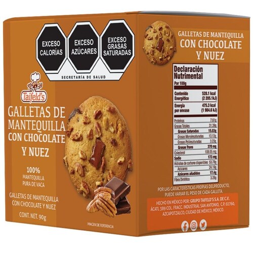 Galletas de Mantequilla con Chocolate Y Nuez 90G Taifelds