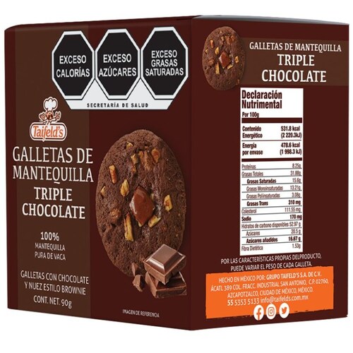 Galletas de Mantequilla Triple Chocolate 90G Taifelds