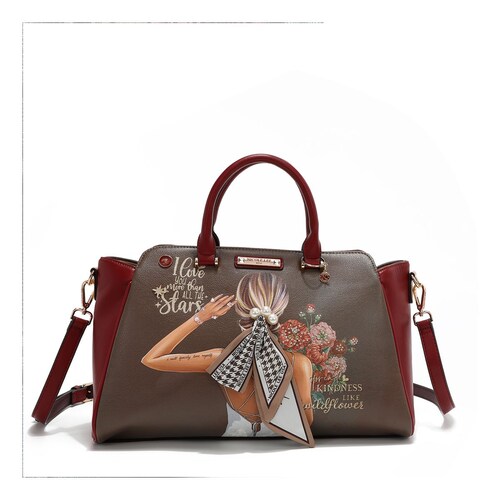 Bolso Satchel Nicole Lee Café para Mujer