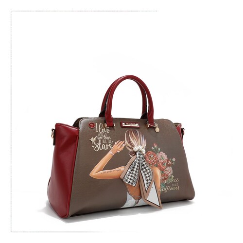 Bolso Satchel Nicole Lee Café para Mujer