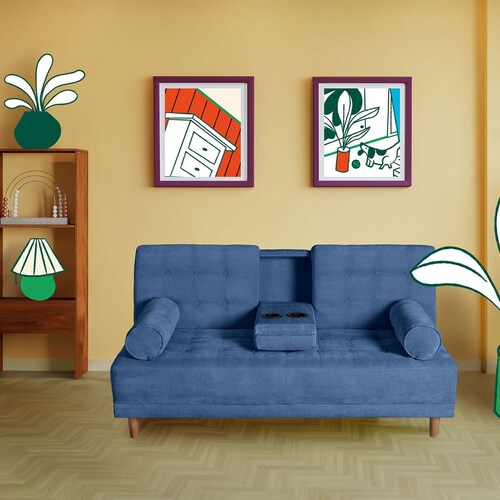 Sofá Cama Zambroni Azul Makora