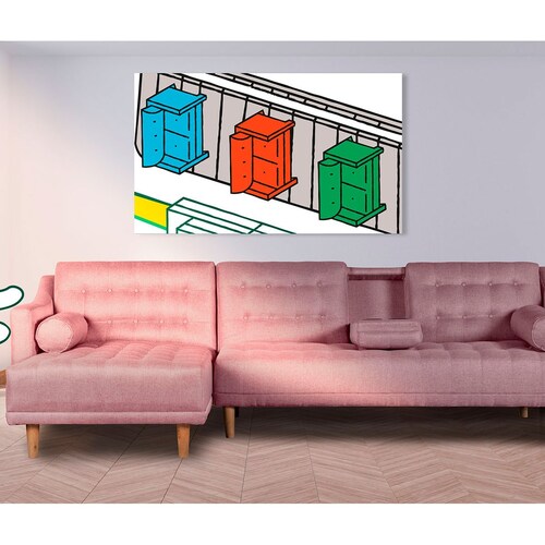 Sala Modular Sofá Cama Rosa Duomo Makora