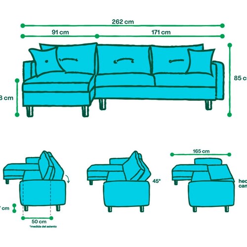 Sala Modular Sofá Cama Oxford Duomo Makora