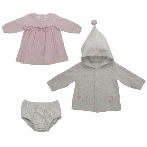 Conjunto de Vestido, Chamarra y Calzón para Bebé Niña Mondo Bambino