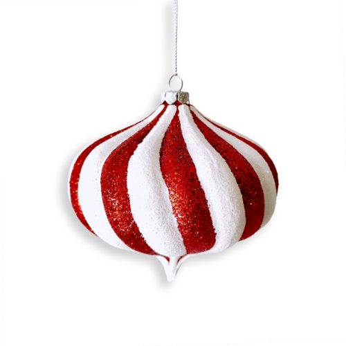 Esfera Cebolla Candy Rojo y Blanco 10 Cm Atlas Global