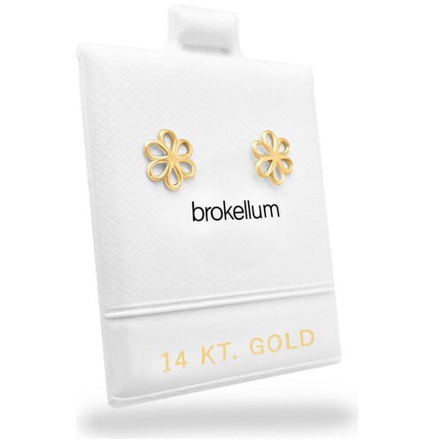 Broquel Oro 14K Flor 6 Pétalos Brokellum